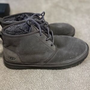 UGG Men's Charcoal Suede Chukka Boot with Shearling Collar